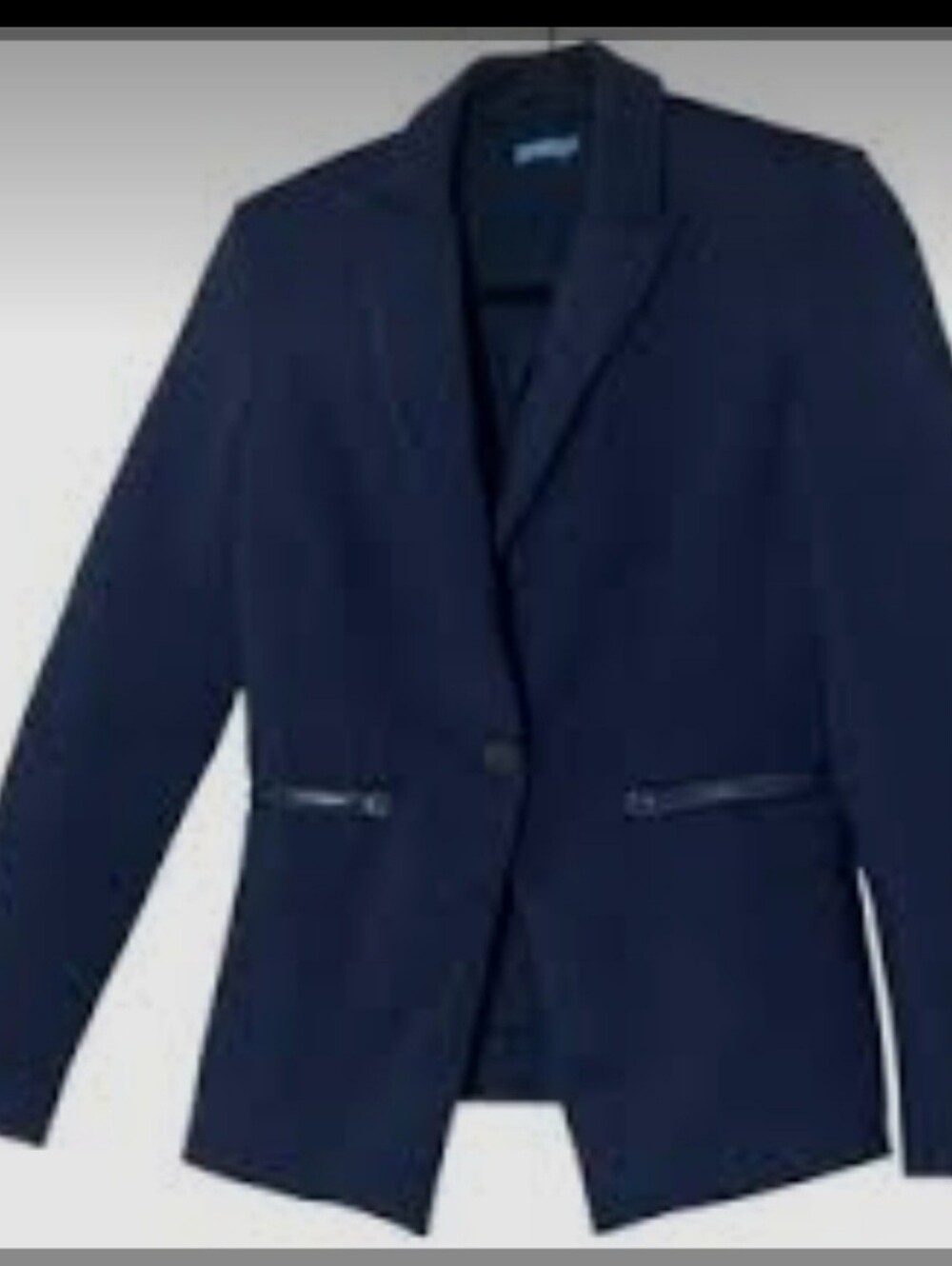 J.McLaughlin Navy Blue Scuba Knit Blazer Jacket Zipper Pockets Size 14 EUC